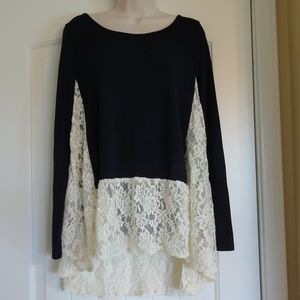 Entro Long sleeve dark blue with beige lace